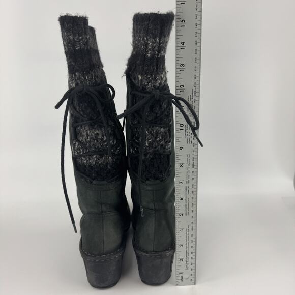 UGG Women's Skylair Tall Gray Suede Sweater Knit Wedge Boots Size 8 - Picture 4 of 8